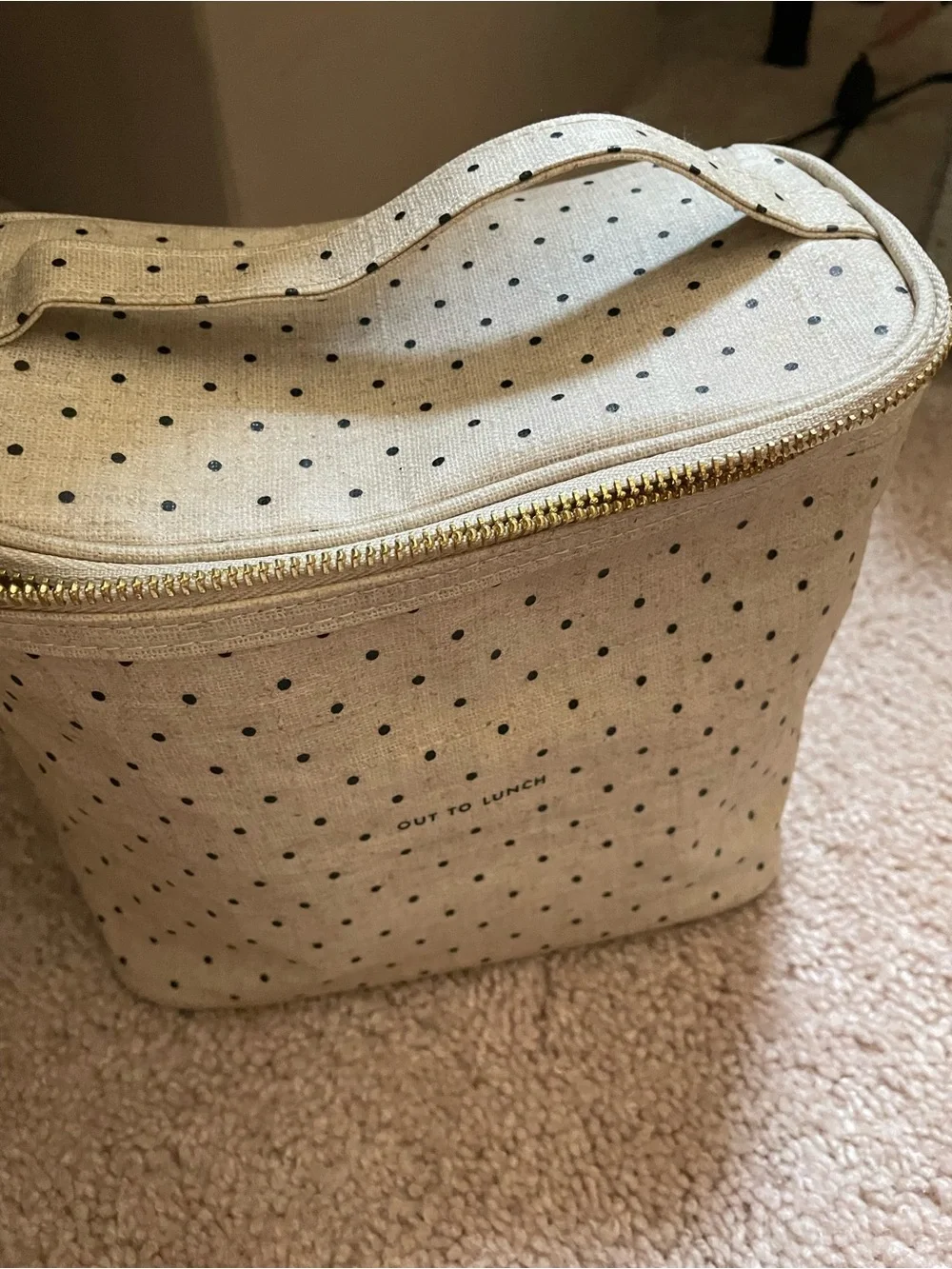 Kate Space Polka Dot Beige Canvas Lunch Box